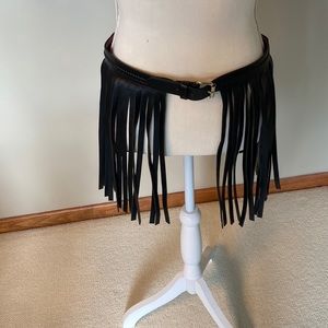BCBG leather fringe belt